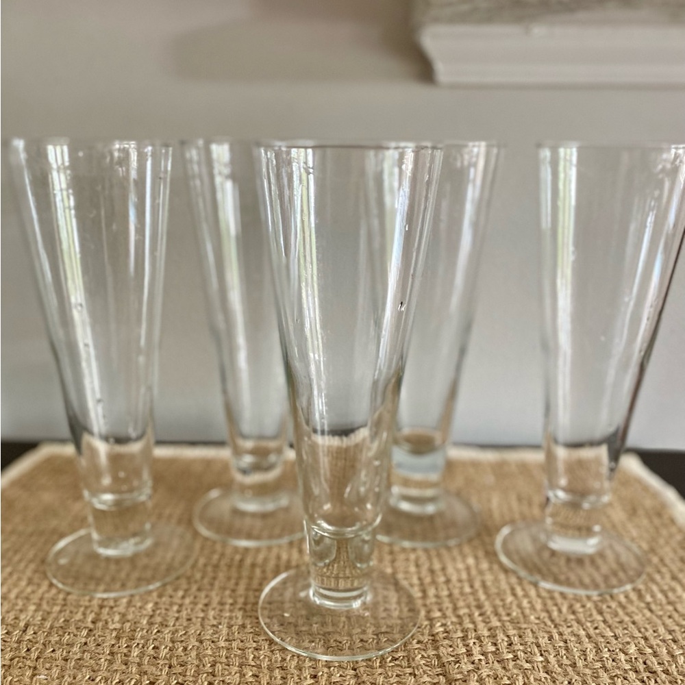 SET OF 5 VINTAGE TALL PILSNER GERMAN BEER GLASSES